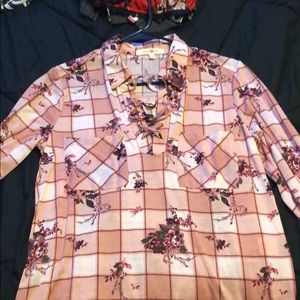 Sheer Pink Plaid Top